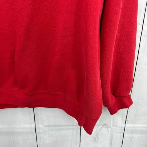 American VINTAGE Sweater Sweatshirt MEDIUM Red Crewneck Buttons Pullover - Picture 4 of 6